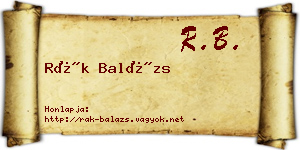 Rák Balázs névjegykártya